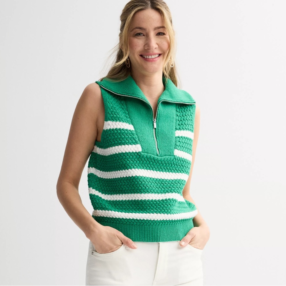 Sonoma Goods For Life® Quarter-Zip Sweater Vest sleeveless collar size L NWT